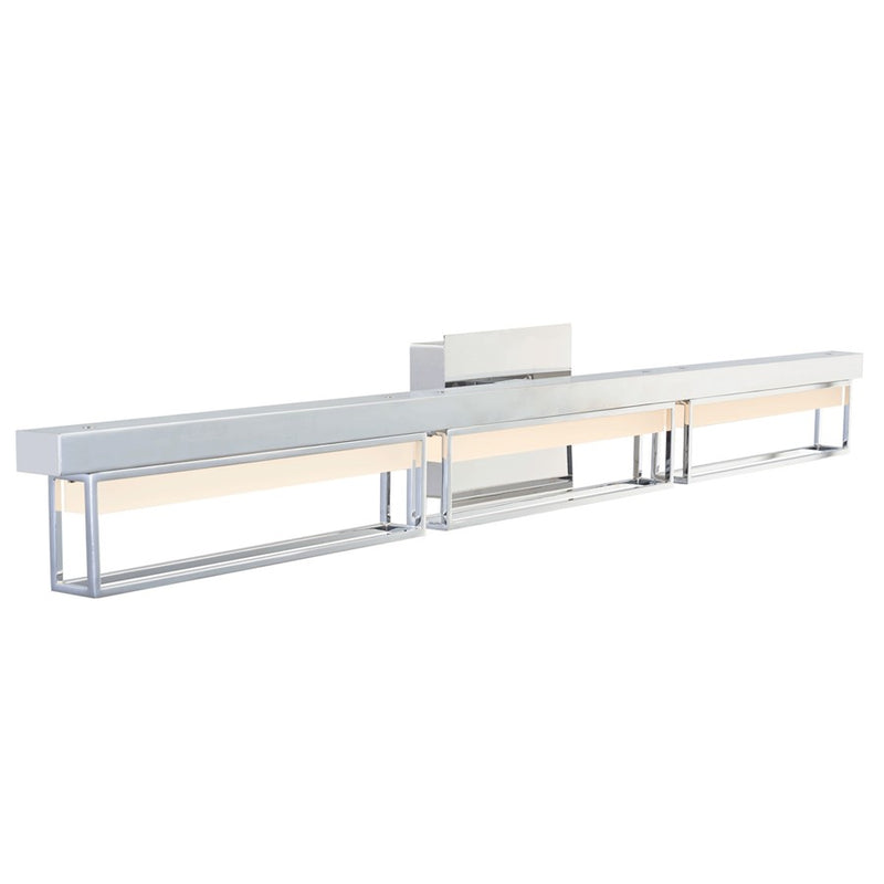 Abra Lighting Pane 3 Light (l) Framed Vanity/Frosted, Chrome