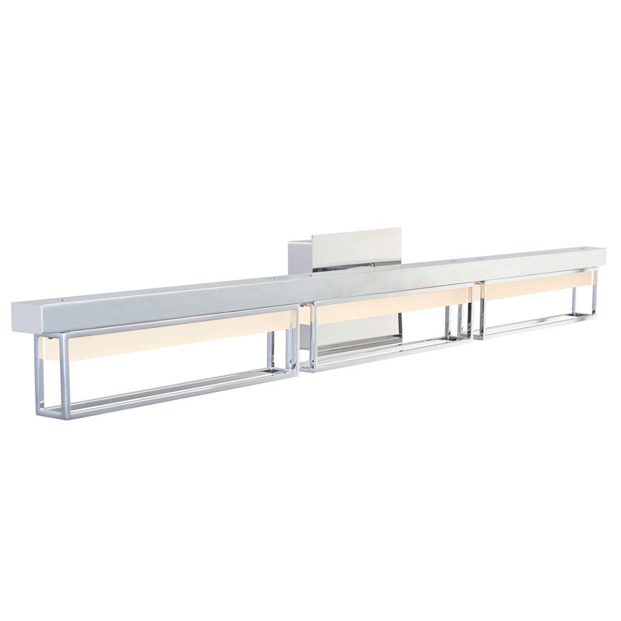 Abra Lighting Pane 3 Light (l) Framed Vanity/Frosted, Chrome