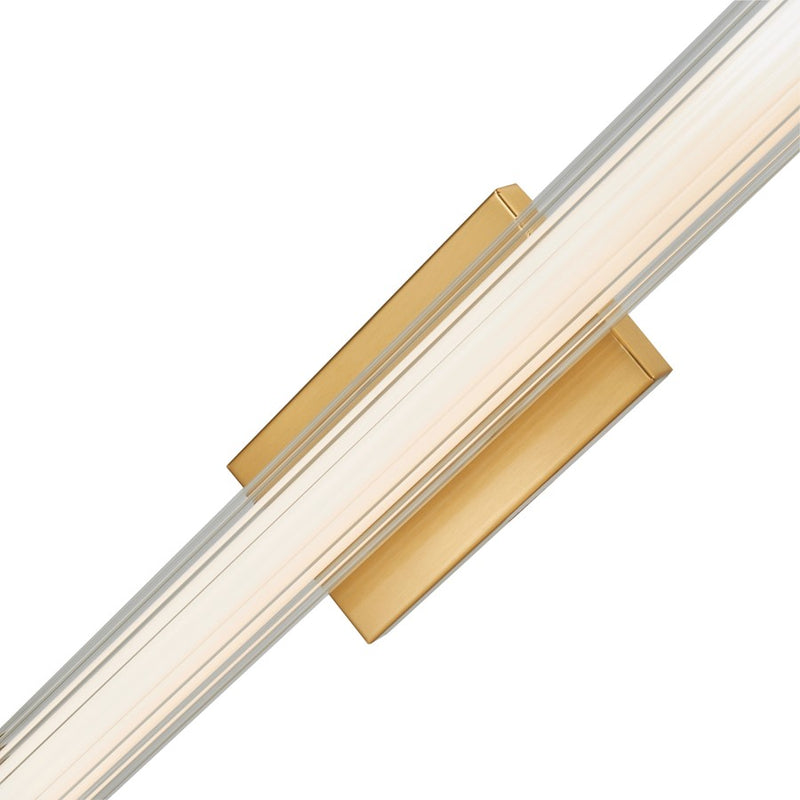 Abra Lighting Macie 1 Light 24" Fluted Clear Glass Vanity, Brass