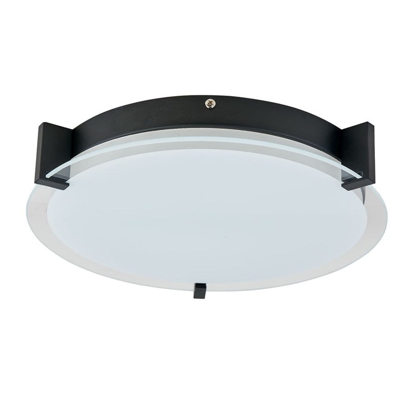 Abra Lighting Matrix 1 Light 12" Flat Round Flushmount, Black