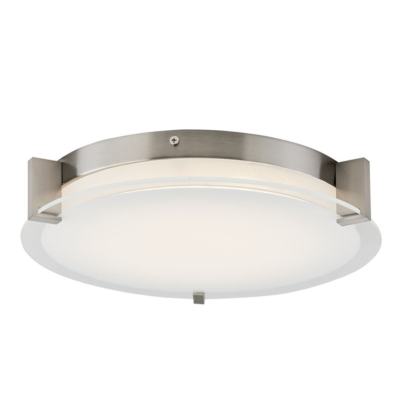Abra Lighting Matrix 2 Light Flat Round Flushmount, Nickel