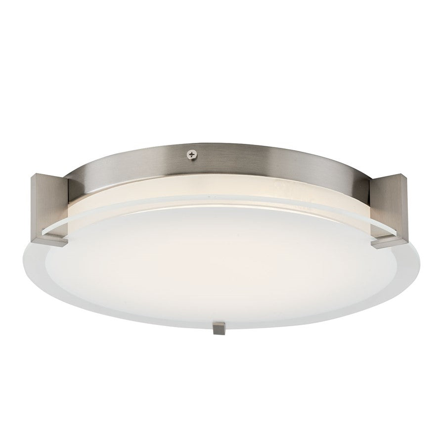 Abra Lighting Matrix 2 Light Flat Round Flushmount, Nickel