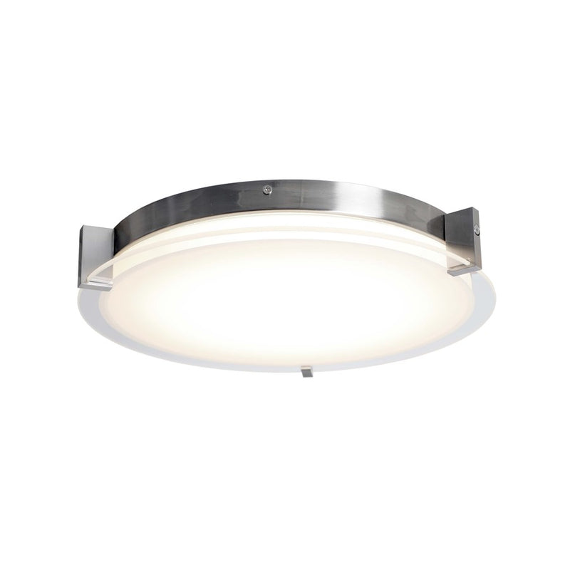 Abra Lighting Matrix 1 Light 14" Flat Round Flushmount, Nickel