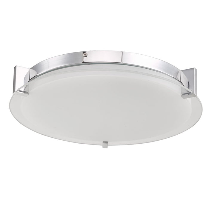 Abra Lighting Matrix 1 Light 14" Flat Round Flushmount, Chrome