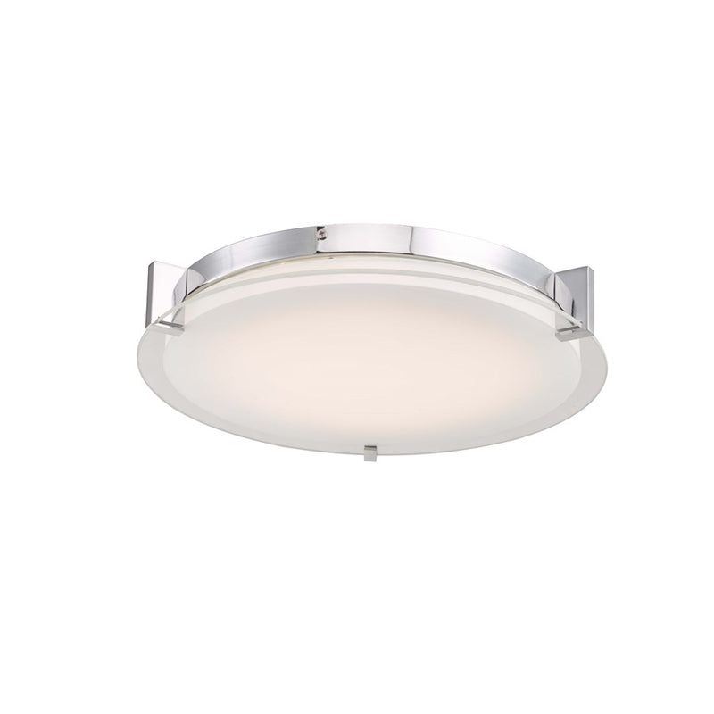 Abra Lighting Matrix 1 Light 14" Flat Round Flushmount, Chrome