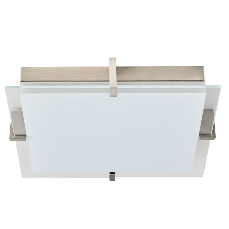 Abra Lighting Matrix 1 Light 12" Flat Square Flushmount, Nickel