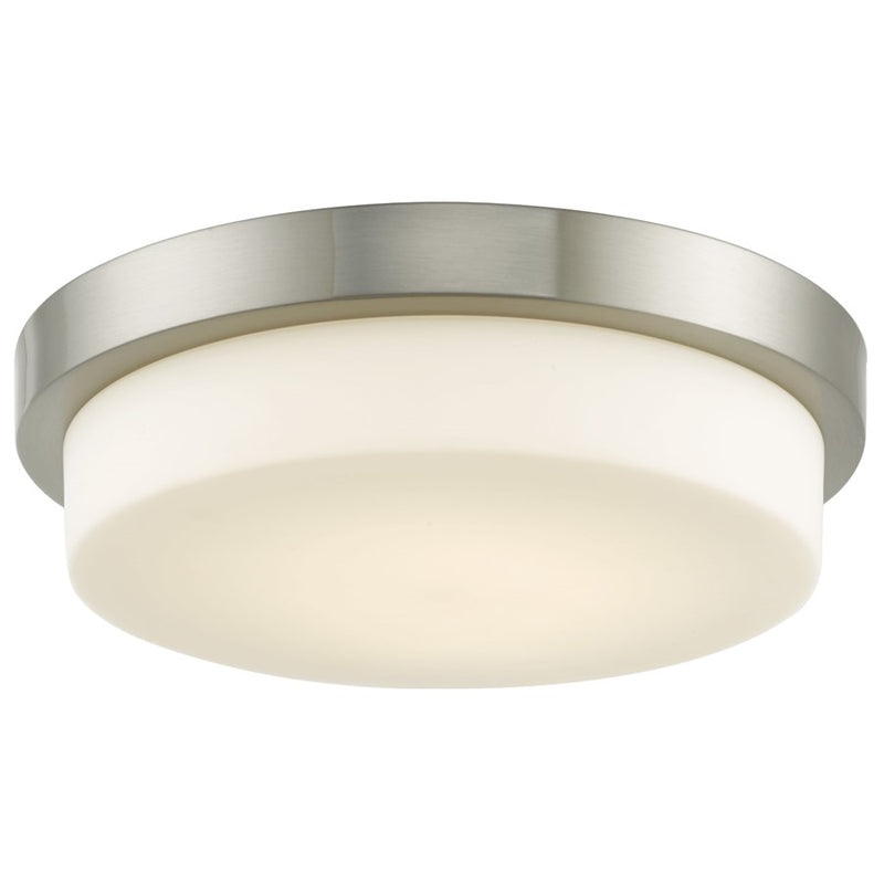 Abra Lighting Step 1 Light 13" Stepped Opal Flushmount, Nickel