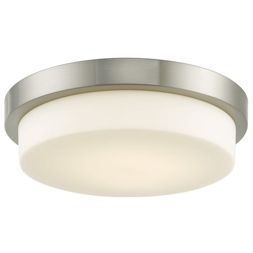 Abra Lighting Step 1 Light 13" Stepped Opal Flushmount, Nickel