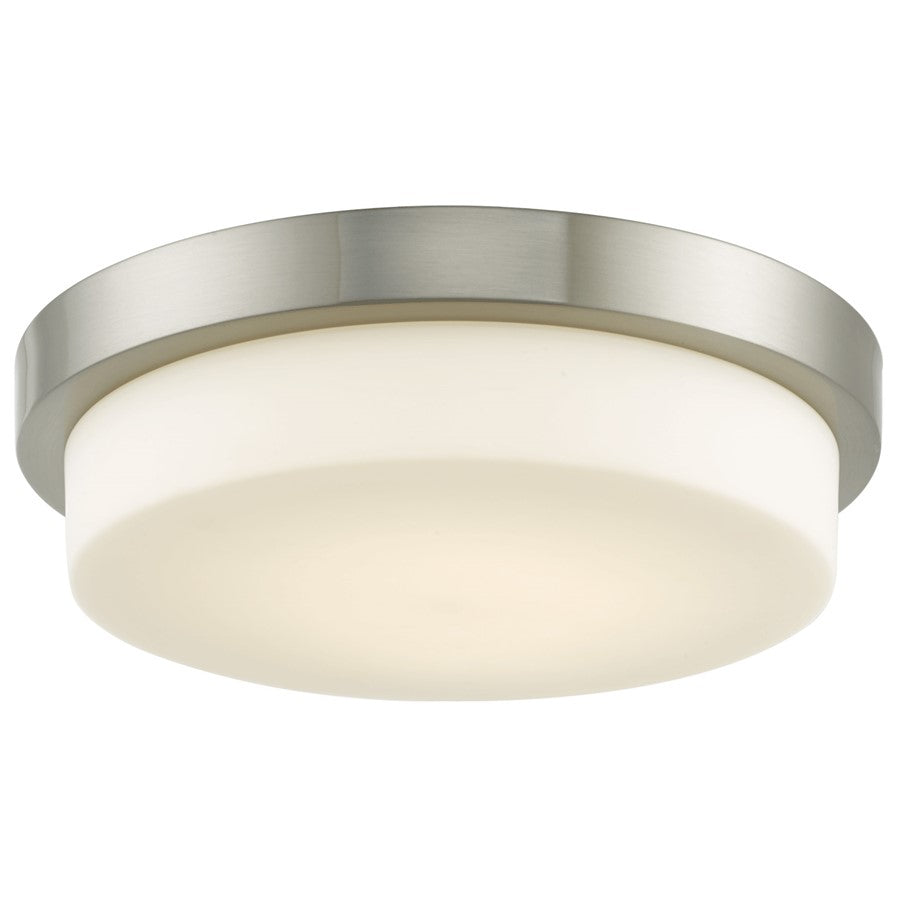 Abra Lighting Step 1 Light 13" Stepped Opal Flushmount, Nickel