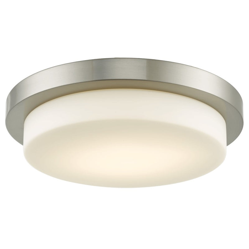 Abra Lighting Step 1 Light 16" Stepped Opal Flushmount, Nickel