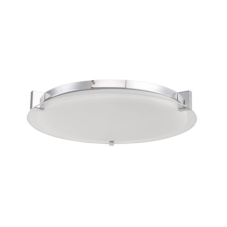 Abra Lighting Matrix 1 Light 18" Flat Round Flushmount, Chrome