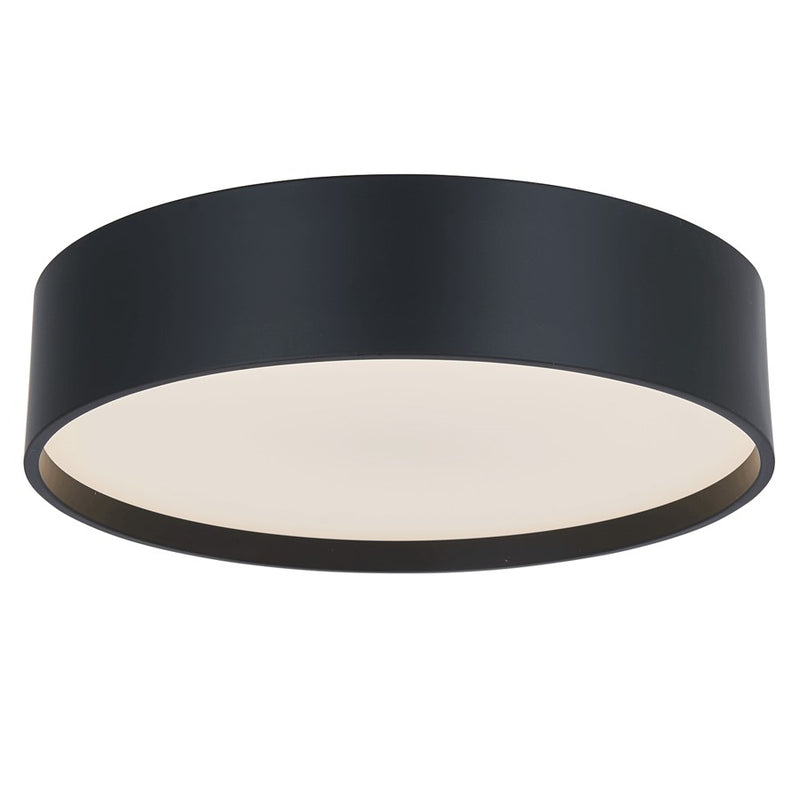 Abra Lighting Snare 1 Light 10" Cylinder/Frost Flushmount, Black