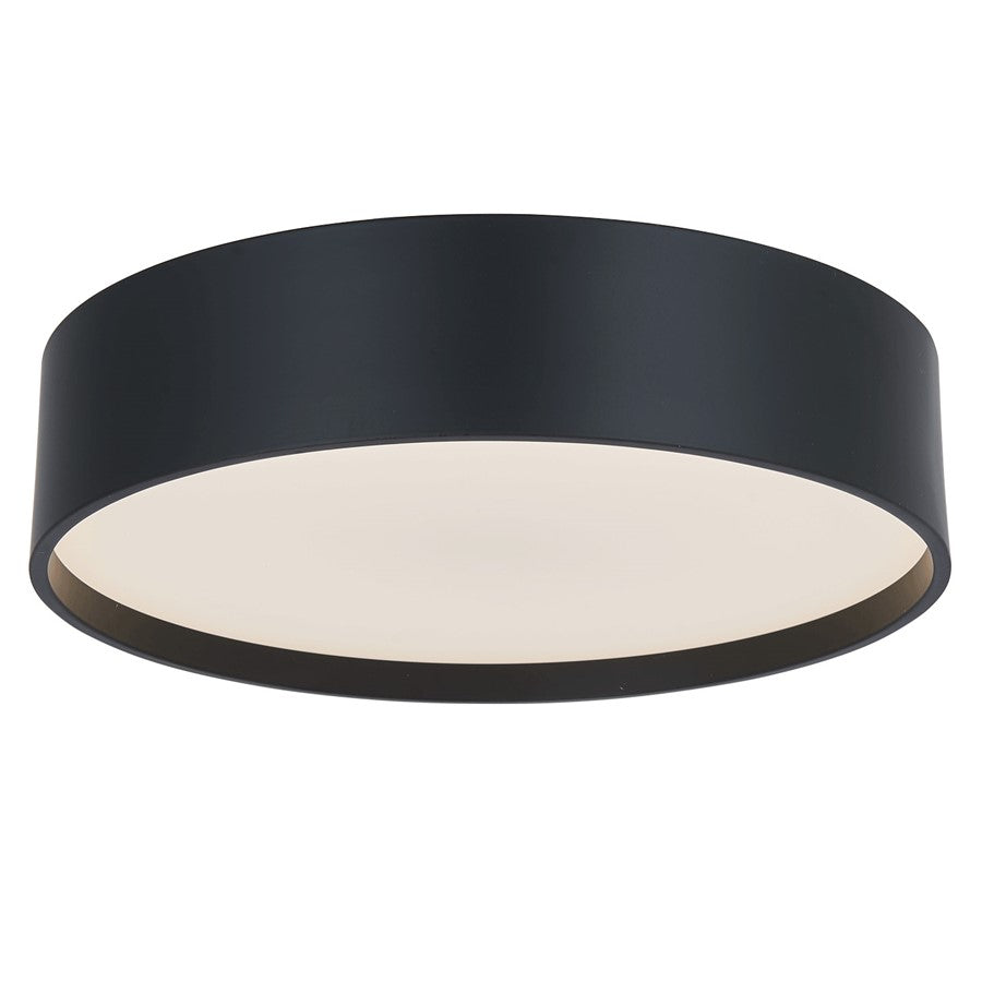Abra Lighting Snare 1 Light 10" Cylinder/Frost Flushmount, Black