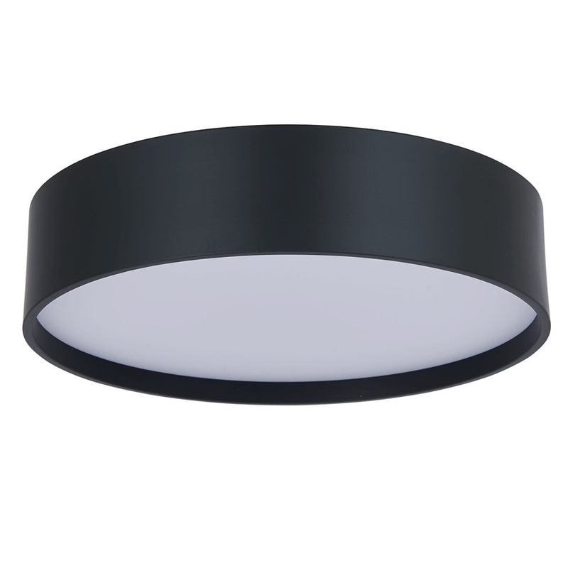 Abra Lighting Snare 1 Light 10" Cylinder/Frost Flushmount, Black