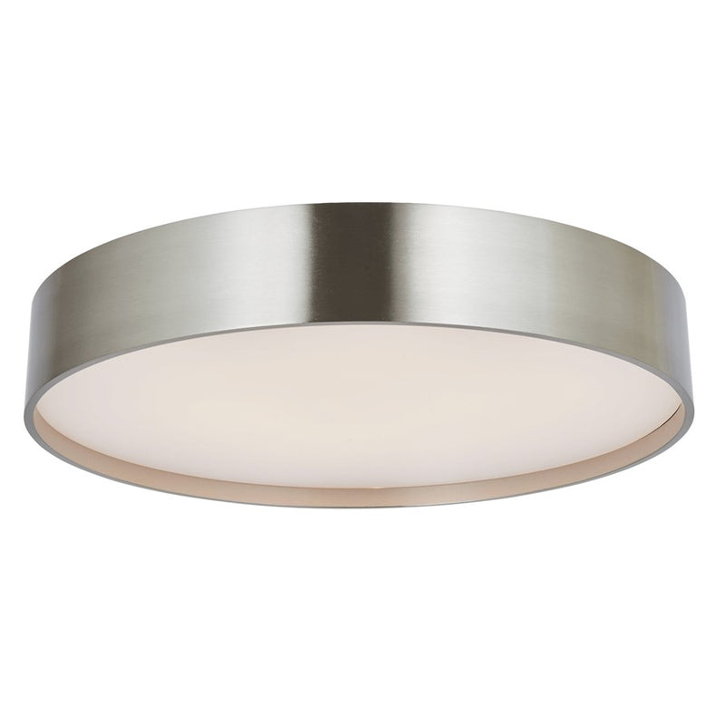 Abra Lighting Snare 1 Light 14" Cylinder/Frost Flushmount, Nickel