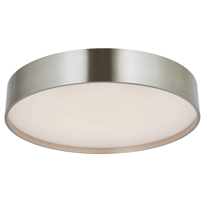 Abra Lighting Snare 1 Light 14" Cylinder/Frost Flushmount, Nickel