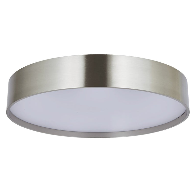 Abra Lighting Snare 1 Light 14" Cylinder/Frost Flushmount, Nickel
