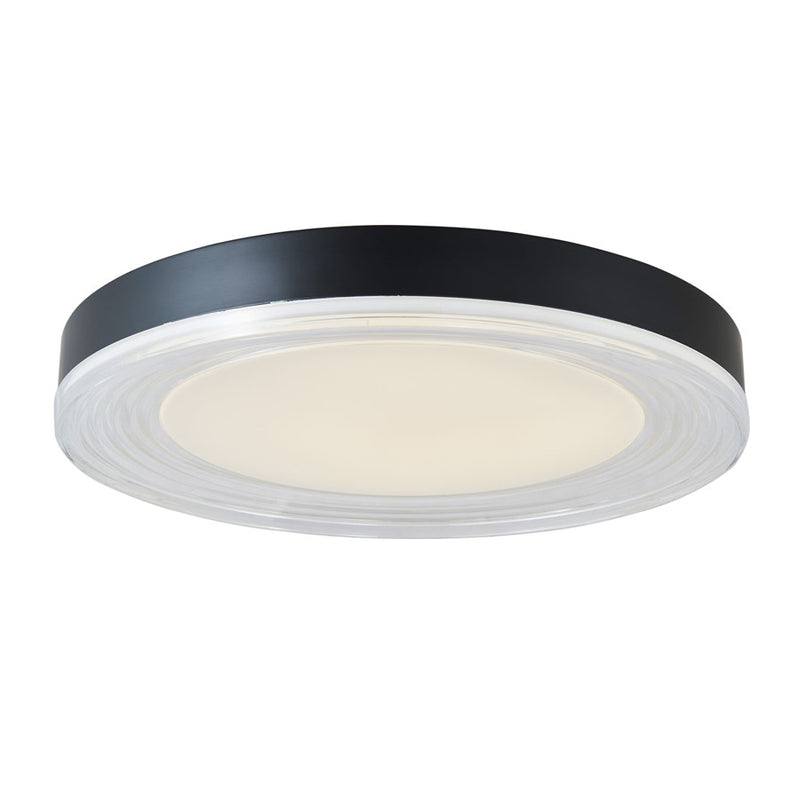 Abra Lighting Waves 1 Light 20" Ribbed Acrylic Flushmount, Black