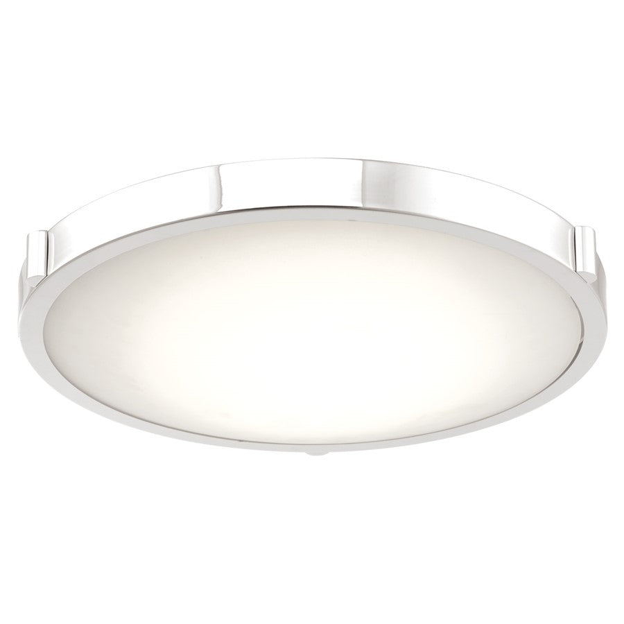 Abra Lighting Halo 1 Light 17" Frosted Flushmount, Chrome