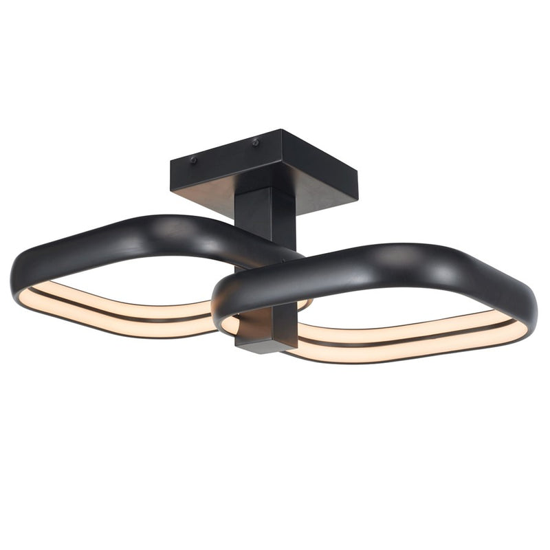 Abra Lighting Rave 2 Light LED Twin Square Semi-Flushmount, Black