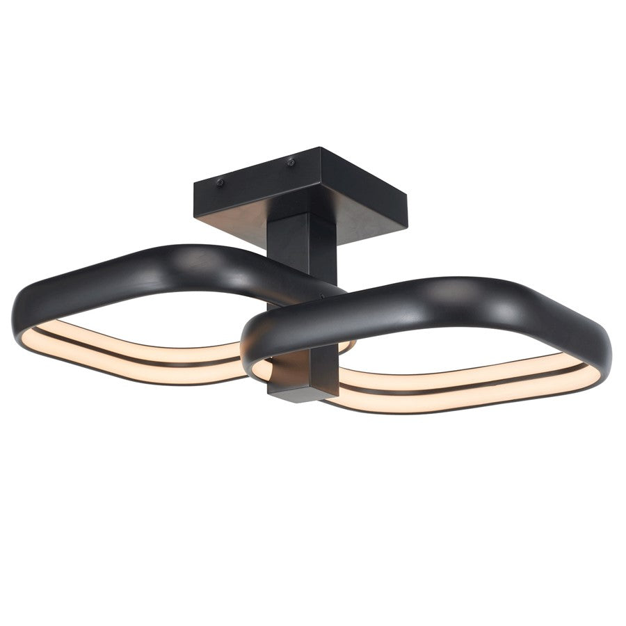 Abra Lighting Rave 2 Light LED Twin Square Semi-Flushmount, Black