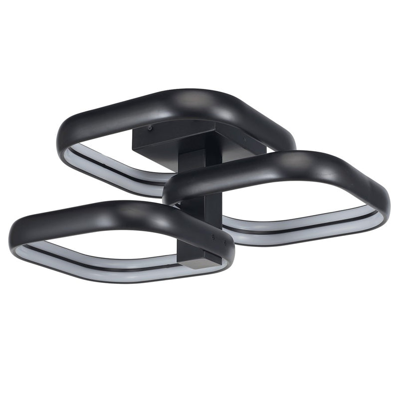 Abra Lighting Rave 3 Light Dual LED Triple Square Semi-Flush, BK
