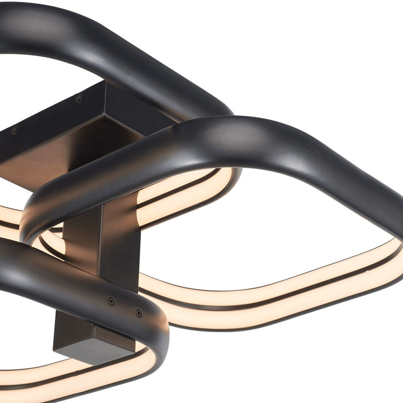 Abra Lighting Rave 3 Light Dual LED Triple Square Semi-Flush, BK