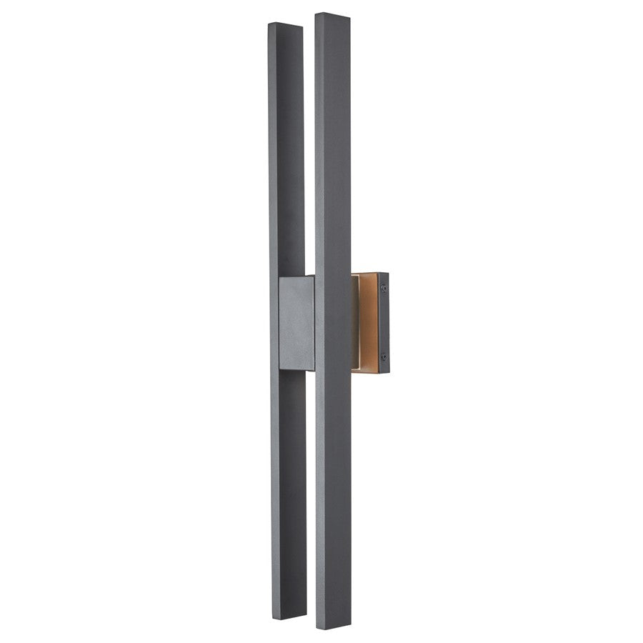 Abra Lighting Slate 2 Light 28" Twin Bar Wall Fixture, Black