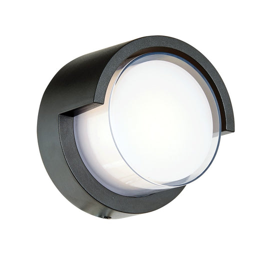 Abra Lighting Geo 1 Light Round Hooded Wall Sconce, Black