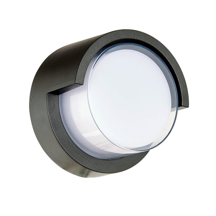 Abra Lighting Geo 1 Light Round Hooded Wall Sconce, Black
