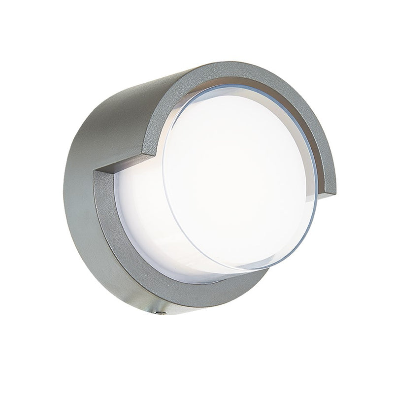 Abra Lighting Geo 1 Light Round Hooded Wall Sconce, Silica