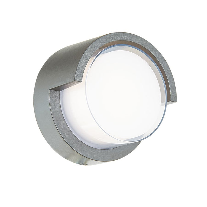 Abra Lighting Geo 1 Light Round Hooded Wall Sconce, Silica