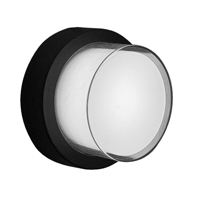 Abra Lighting Geo 1 Light Round Wet Location Wall Sconce, Black