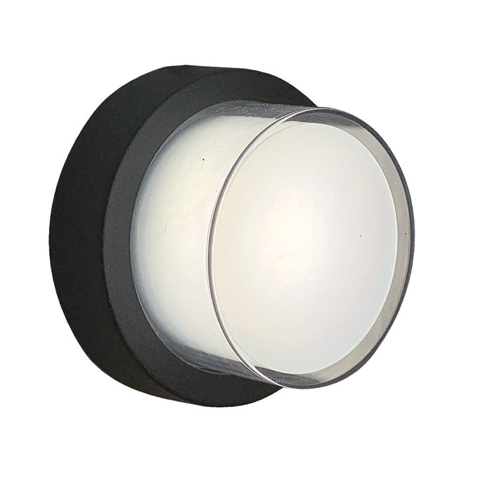 Abra Lighting Geo 1 Light Round Wet Location Wall Sconce, Black