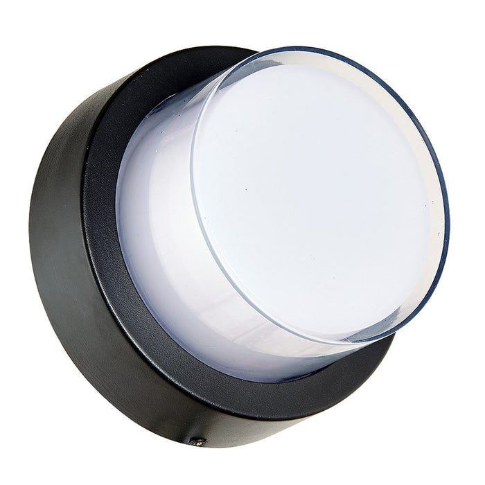 Abra Lighting Geo 1 Light Round Wet Location Wall Sconce, Black