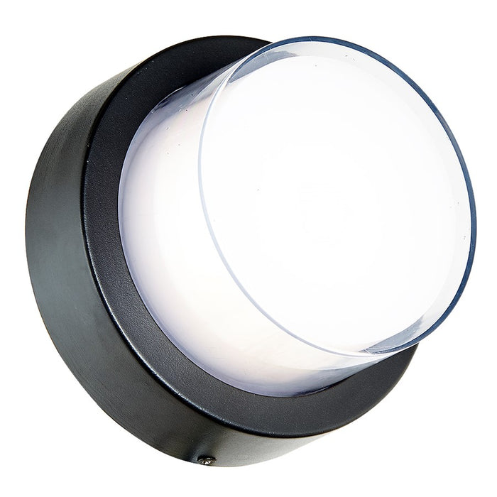 Abra Lighting Geo 1 Light Round Wet Location Wall Sconce, Black