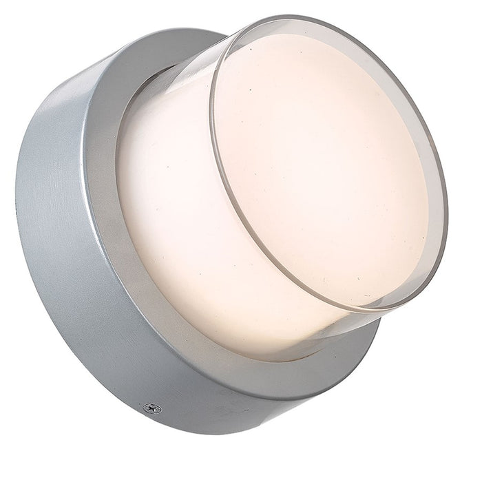 Abra Lighting Geo 1 Light Round Wet Location Wall Sconce, Silica