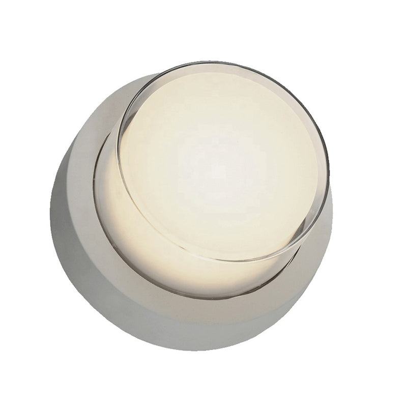 Abra Lighting Geo 1 Light Round Wet Location Wall Sconce, Silica
