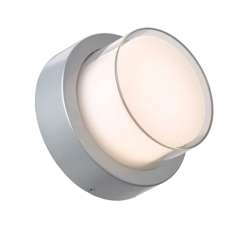 Abra Lighting Geo 1 Light Round Wet Location Wall Sconce, Silica
