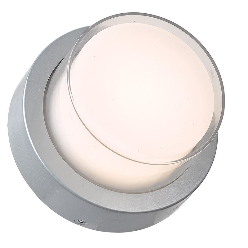 Abra Lighting Geo 1 Light Round Wet Location Wall Sconce, Silica
