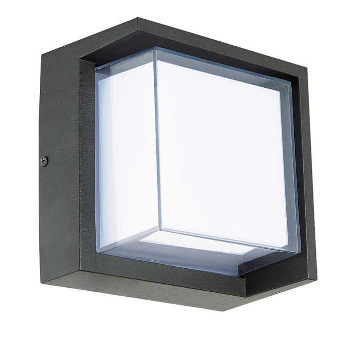 Abra Lighting Geo 1 Light Square Hooded Wall Sconce, Black
