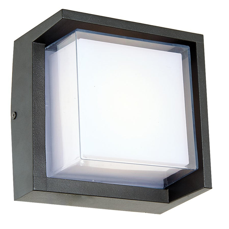 Abra Lighting Geo 1 Light Square Hooded Wall Sconce, Black