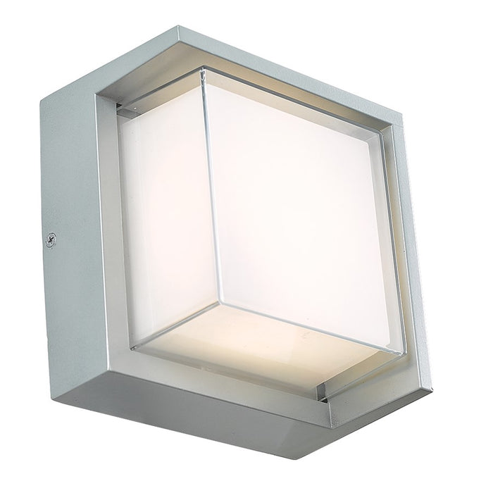 Abra Lighting Geo 1 Light Square Hooded Wall Sconce, Silica