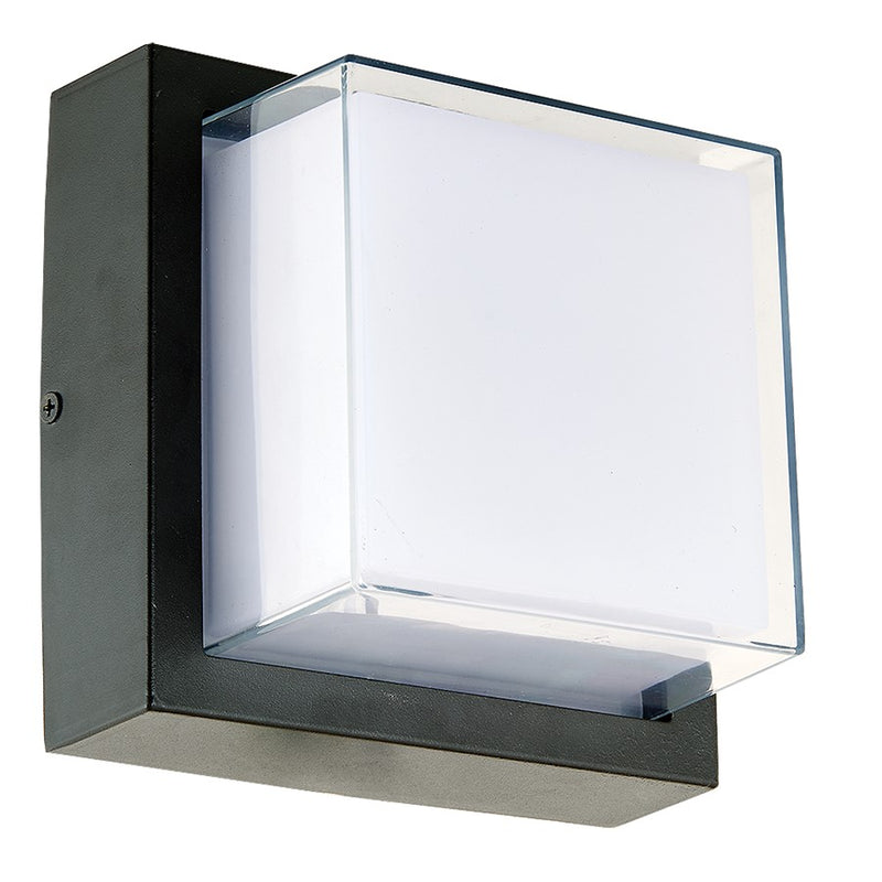 Abra Lighting Geo 1 Light Square Wet Location Wall Sconce, Black