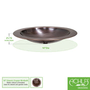 Achla Classic Copper 18in Birdbath Bowl | Antique Copper Finish Brass | Garden & Patio Bird Bath | 18 x 18 x 6 in | Model BB-12