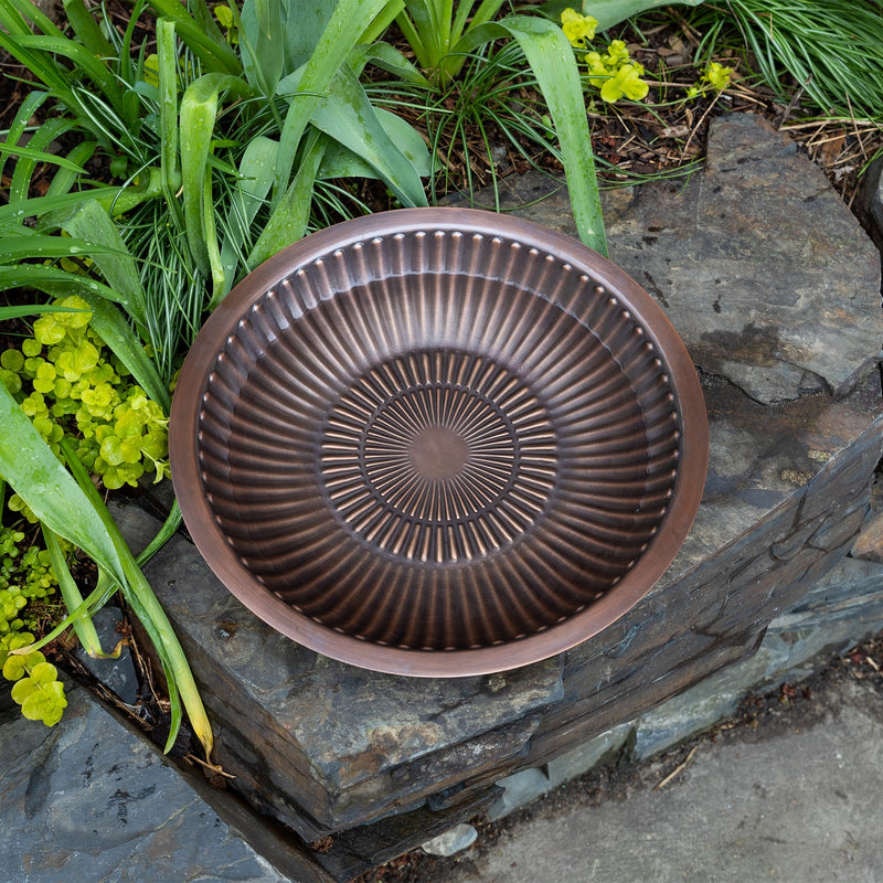 Achla Aster 14in Birdbath Bowl | Copper Plated Hammered Brass | Garden & Patio Bird Bath | 14 x 14 x 2.5 in | Model BB-21