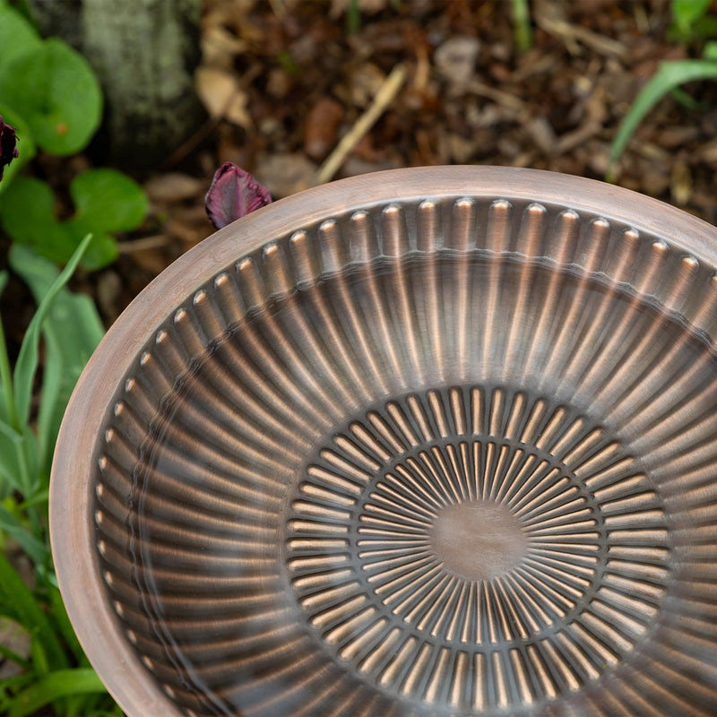 Achla Aster 14in Birdbath Bowl | Copper Plated Hammered Brass | Garden & Patio Bird Bath | 14 x 14 x 2.5 in | Model BB-21