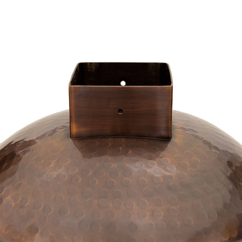 Achla Hammered Copper 14in Birdbath Bowl | Rustic Brass with Copper Plated Finish | Garden & Patio Post-Mounted Bird Bath | Model BBHC-14P