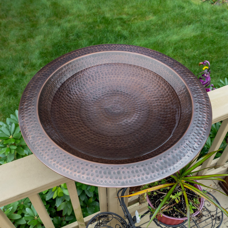 Achla Hammered Copper 23in Birdbath Bowl | Rustic Copper Plated Brass | Garden & Patio Bird Bath | 23 x 23 x 7.25 in | Model BBHC-23P