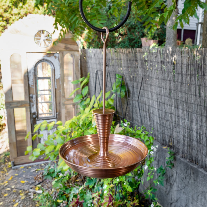 Achla Droplet 9in Birdbath & Feeder | Satin Copper Brass | Patio & Garden Accent | 9 x 9 x 14 in | Model BFB-01